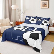 Castle Fairy Initial Alphabet D Boy 4pcs Bed Sheets,Soccer Gamer King Sheets,Sport Theme Super Cozy Sheet Set,Breathable Home Decor