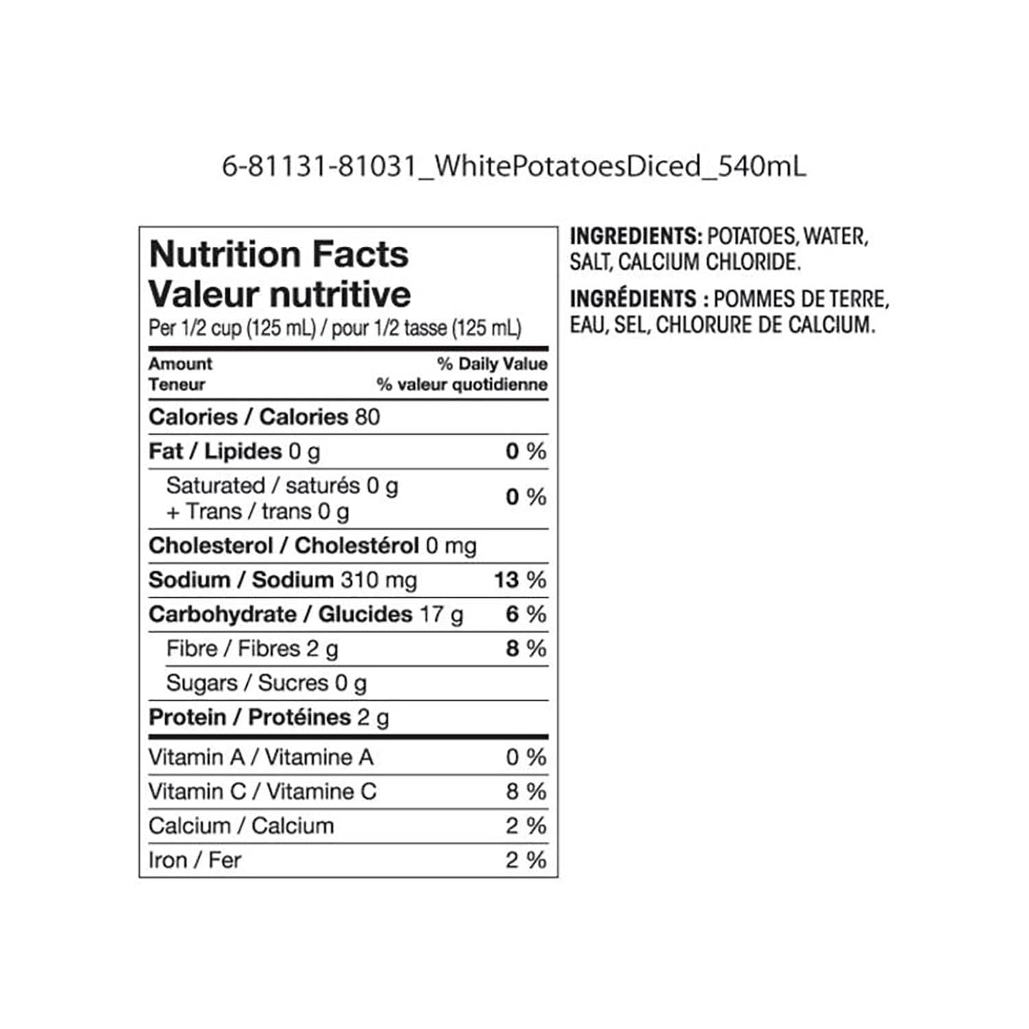 Great Value Diced White Potatoes, Great Value Diced White Potatoes