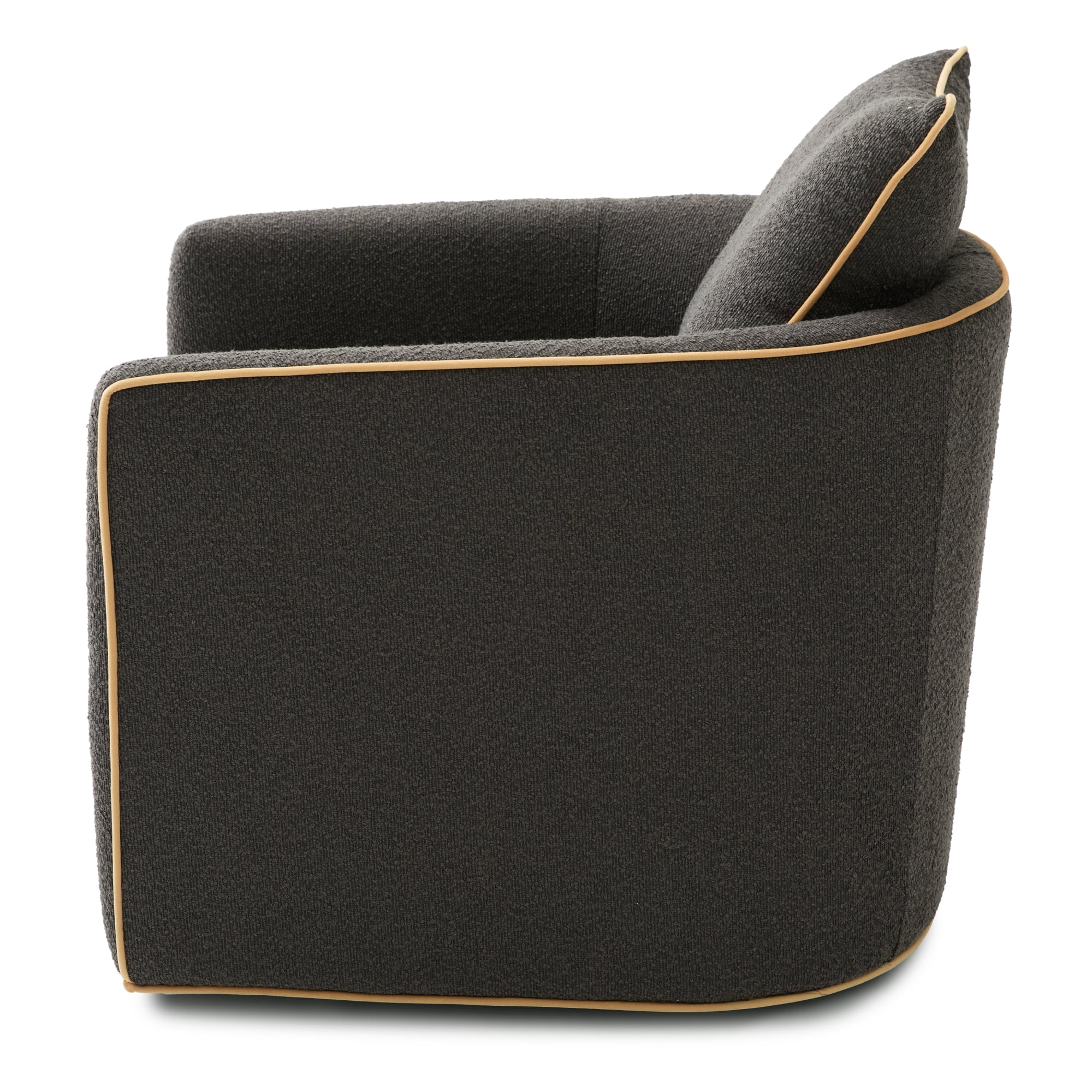 Leumius Swivel Accent Chair, Upholstered Club Chair Barrel Sofa Chair for Living Room, Reading Corner and Small Spaces, Dark Grey