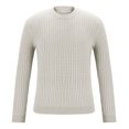 thumbnail image 4 of ibuvkizy Mens Fall Winter Sweater!Men Casual Long Sleeve Round Neck Pullover Solid Knit Collar Tops Blouse Sweater White,XXL, 4 of 6