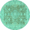 thumbnail image 1 of Ahgly Company Indoor Round Abstract Turquoise Blue Modern Area Rugs, 8' Round, 1 of 4
