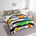 thumbnail image 3 of Homewish Kawaii Elephant Lions 7pcs Bedding Comforter Set,Zoo Animal Griaffe Zebra Queen Bedding Sets,White Black Striped Queen Sheet Sets For Boys Girls,Microfiber Bedroom Decor Reversible, 3 of 8