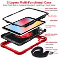 thumbnail image 4 of Feishell Case for iPad 10th Gen 10.9" 2022,360 Degree Rotation Kickstand Hand Strap Shockproof Armor Heavy Duty Rugged Three Layers Multi-Functional Cover with Adjustable Shoulder Strap,Red+Black, 4 of 9