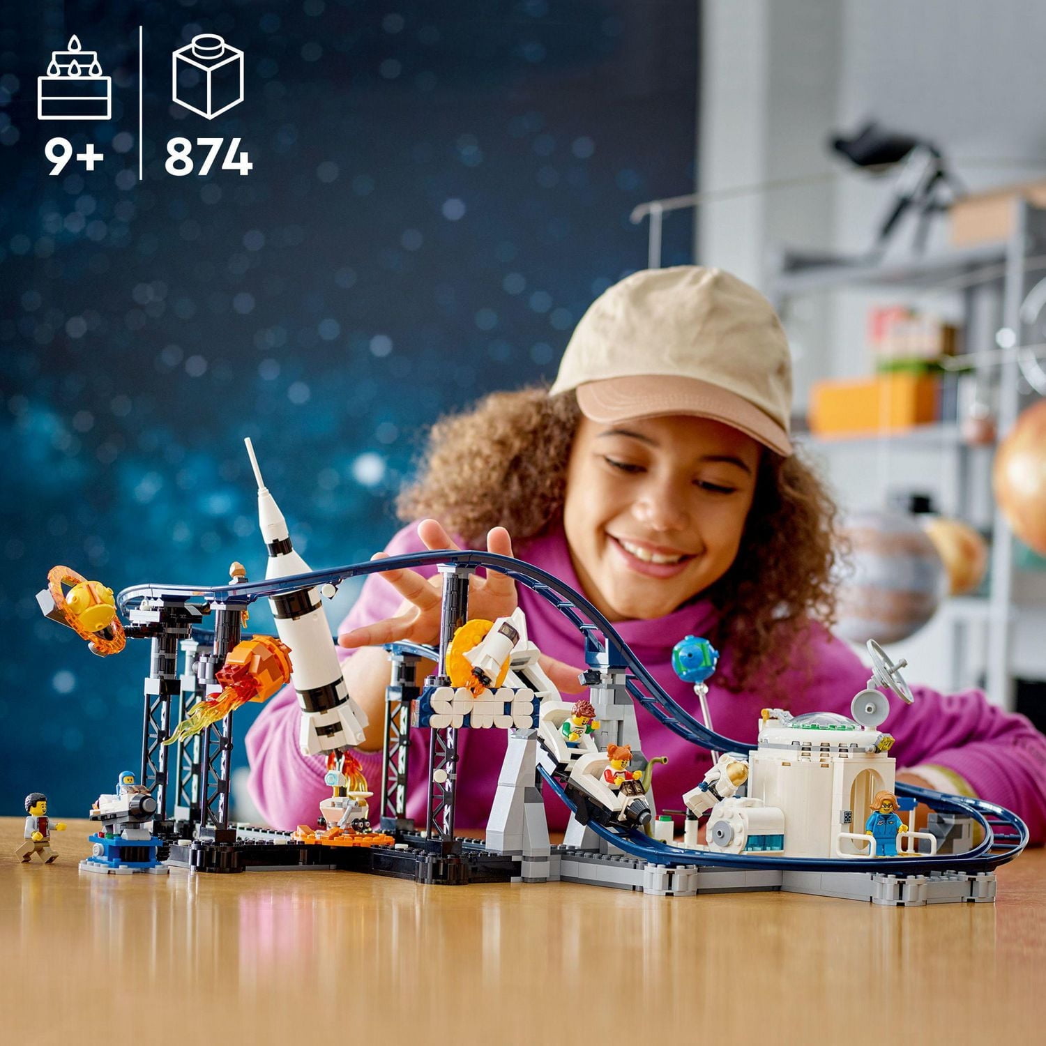 LEGO Creator Space Roller Coaster 31142 3 in 1 Building Toy Set, Includes Drop Tower, Carousel and 5 Minifigures, Rebuildable Amusement Park for Kids, Build and Be Inspired by LEGO Masters