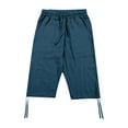 thumbnail image 2 of Bibifish Mens Pants Spring Summer Soft Cotton Knee Length Jogger Sweatpants Casual Solid Color Loose Casual Beach Vacation Cropped Pants, 2 of 4