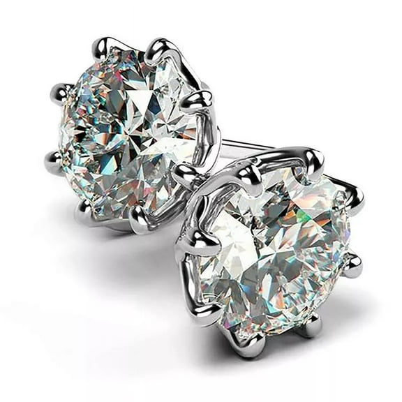 3TCW Round Cut Lab Created Diamond Women's Men's Stud Earrings 14k White Gold Plated