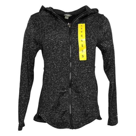 Eddie Bauer Women's Outerwear Hooded Full Zip Fleece Jacket Size: S, Color: Black Heather