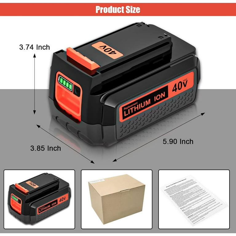  Powerost 40V MAX Lithium Battery: Replacement for Black and Decker  40 Volt LBX2040 LBXR2036 LBXR36 LBX1540 LBX2540 Compatible with 36V Li Ion  Charger : Tools & Home Improvement