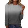 thumbnail image 5 of Josdec Women's Floral Print Long Sleeve Shirts Round Neck Casual Basic Tee Dressy Stretch All Season Loose Blouse Tops S-5XL, 5 of 8