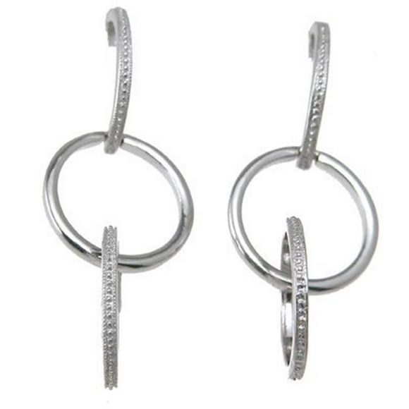 Sterling Couture e6373 1.5 in. 925 Sterling Silver Fashion Earrings, Rhodium Finish