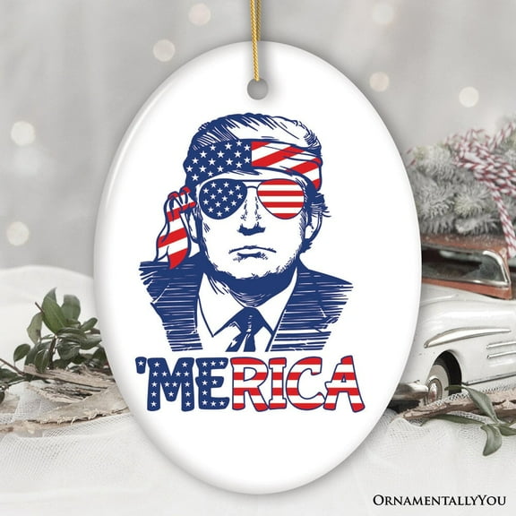 Trump Merica Pop Art Red, White and Blue Ornament