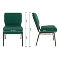 thumbnail image 5 of Emma + Oliver 21"W Church Chair, Hunter Green Pattern Fabric Book Rack/Gold Vein, 5 of 13