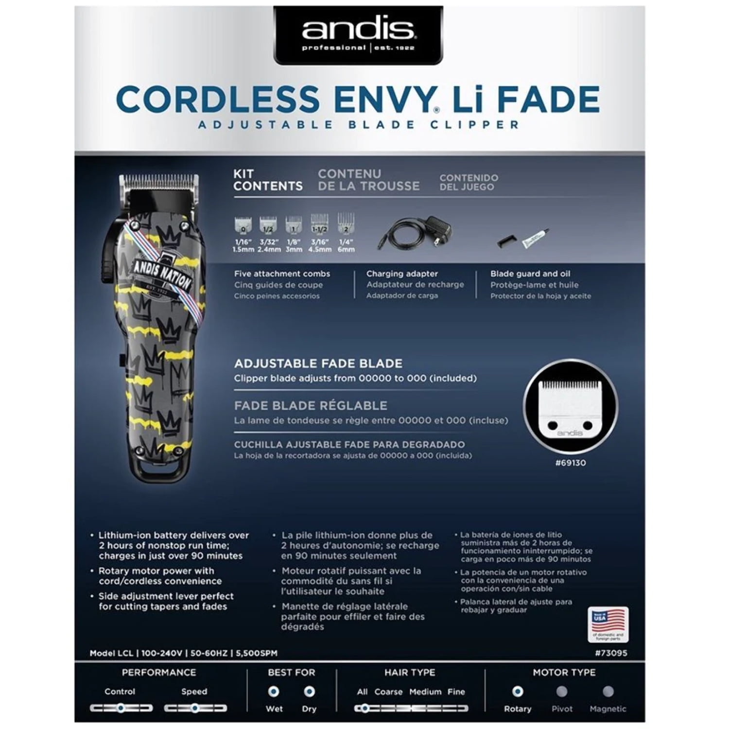 andis CORDLESS ENVY LI FADE ADJUSTA バリカン - その他DIY