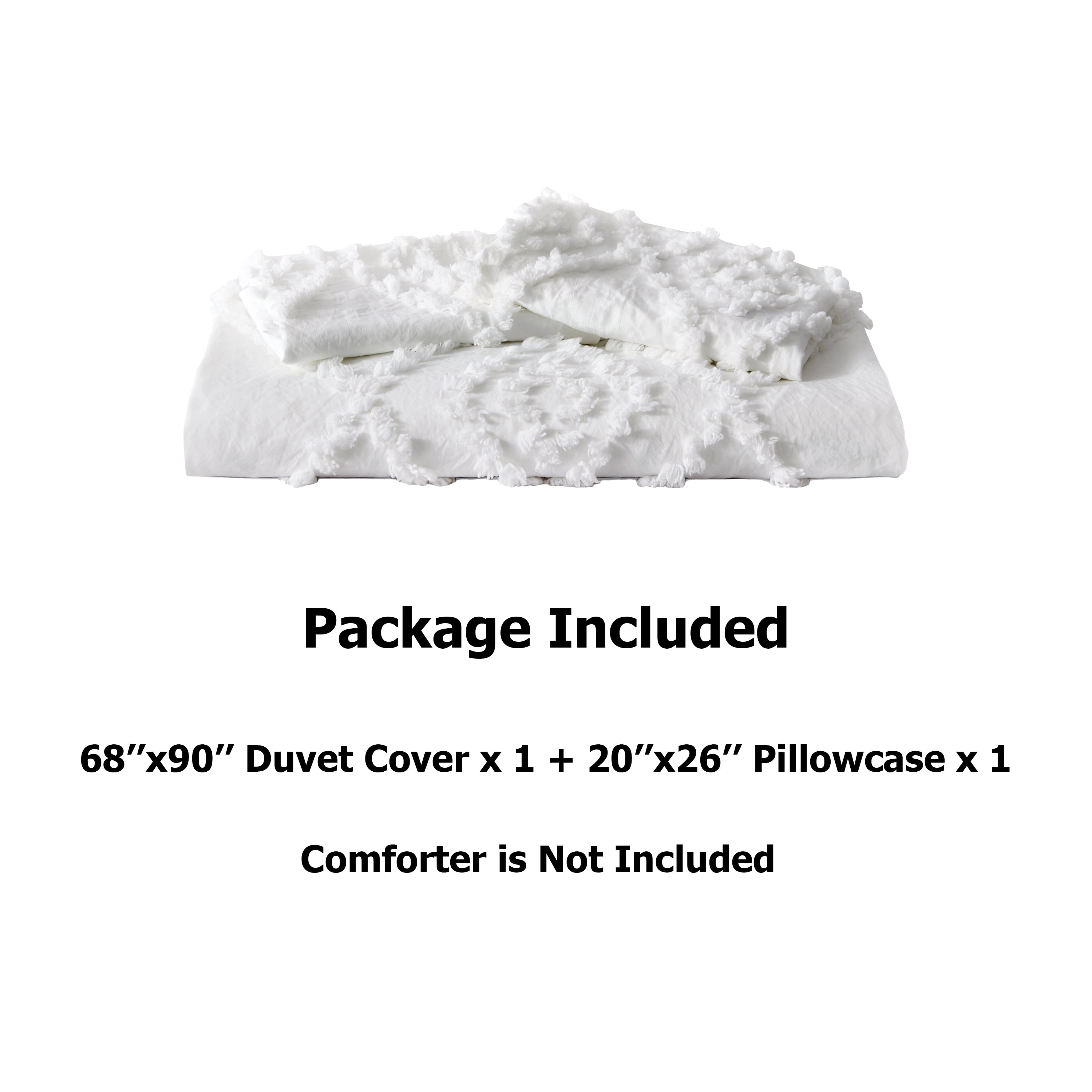 Twin Duvet Cover, Soft Bedding Set for All Seasons, Comforter Set, Boho Embroidery, Multi Colors & Sizes Available(White, 2 Pcs, 68"x 90")