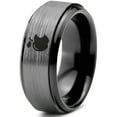 thumbnail image 1 of Tungsten Sweet Apple Bitten Band Ring 8mm Men Women Comfort Fit Black Step Bevel Edge Brushed Gray Polished, 1 of 4