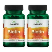 Swanson Biotin 5,000 mcg 30 Caps 2 Pack