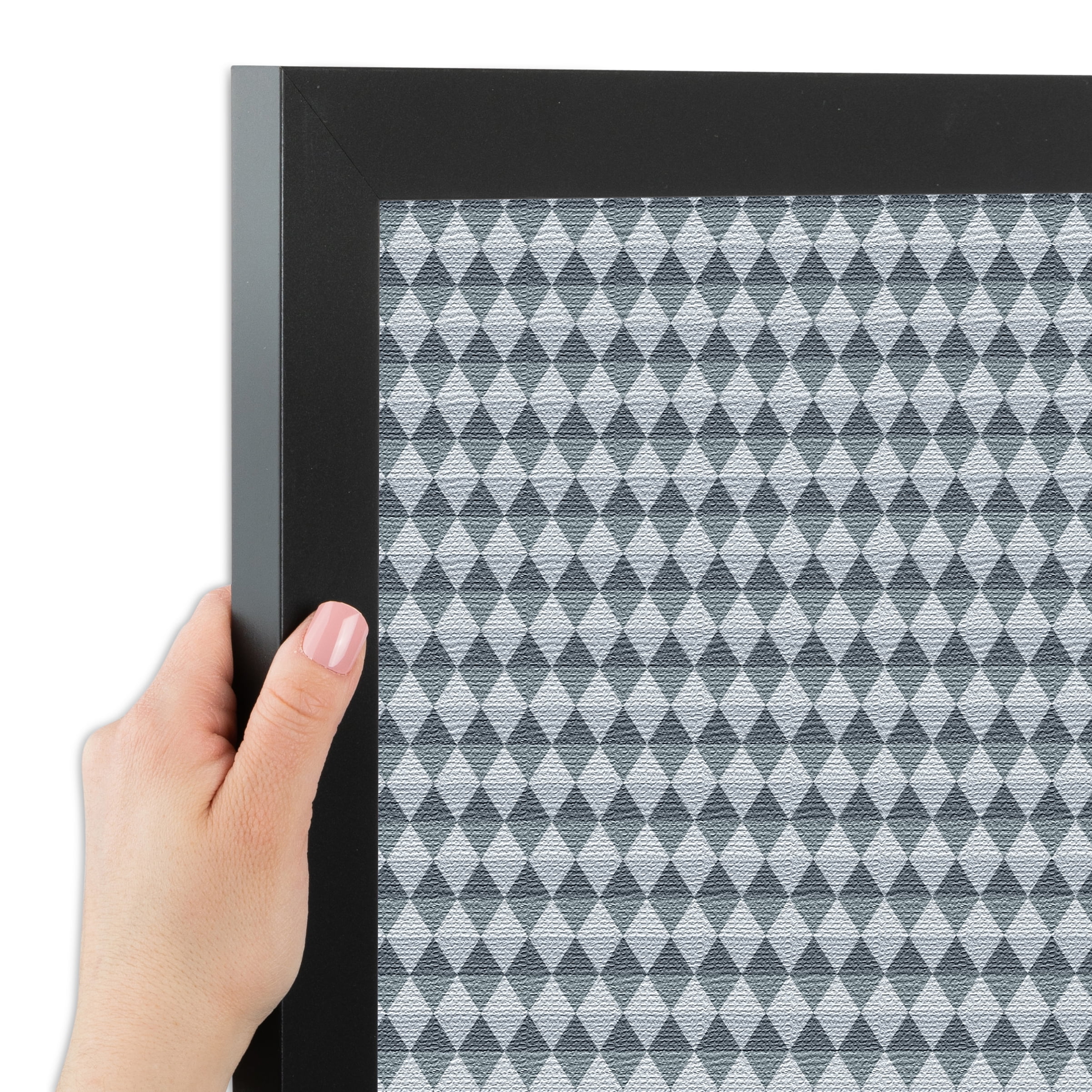 PinPix 22x18 Custom Cork Bulletin Board Grey - Blue Diamond Poster Board Has a Fabric Style Canvas Finish, Framed in Grey - Blue Diamond, by ArtToFrames (PinPix-227)