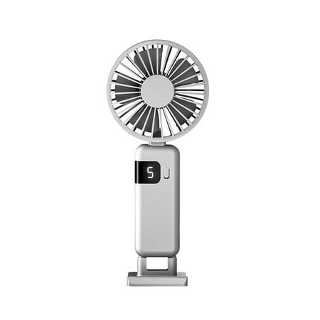 

Jiledu Portable Handheld Fan USB Rechargeable 1200mAh Battery Operated 90-degree Foldable Desk Fan with LED Display 5 Speeds Wind HandHeld Fan for Travel Sports Indoor Outdoor