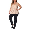 thumbnail image 3 of Agnes Orinda Plus Size Silk Satin Tank Tops for Women V Neck Casual Cami Sleeveless Blouses Summer Basic Camisole 2X Champagne, 3 of 7