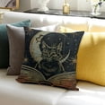 thumbnail image 3 of SHANXI Witch Zipper Throw Pillow Covers Tin Poster Phase of The Moon Cute Cat Word Book Lines Brown Balck Velvet Ornaments Comfortable Bedroom 12x12in, 3 of 5