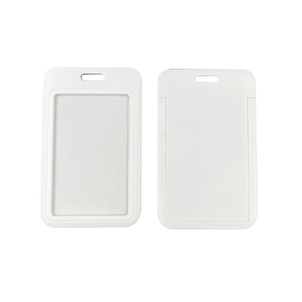 QPENWEI Paquete de 10 porta credencial de identificación deslizante de color blanco - Estuche protector de plástico rígido vertical para tarjetas de identificación de oficina, escuela, tarjetas de cré