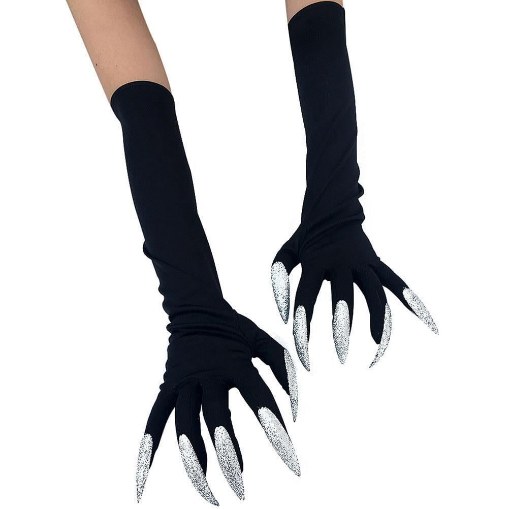 Halloween Claws Gloves Long Black Monster Paws Gloves with Scary Long ...