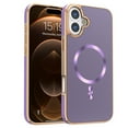 thumbnail image 5 of Dteck Magnetic for iPhone 16, Shockproof Ultra Slim Plating Electroplated PC TPU Drop-Resistant Cover Stylish Anti-Scratch Protection Shell Support Wireless Charging Cover, Darkpurple, 5 of 7