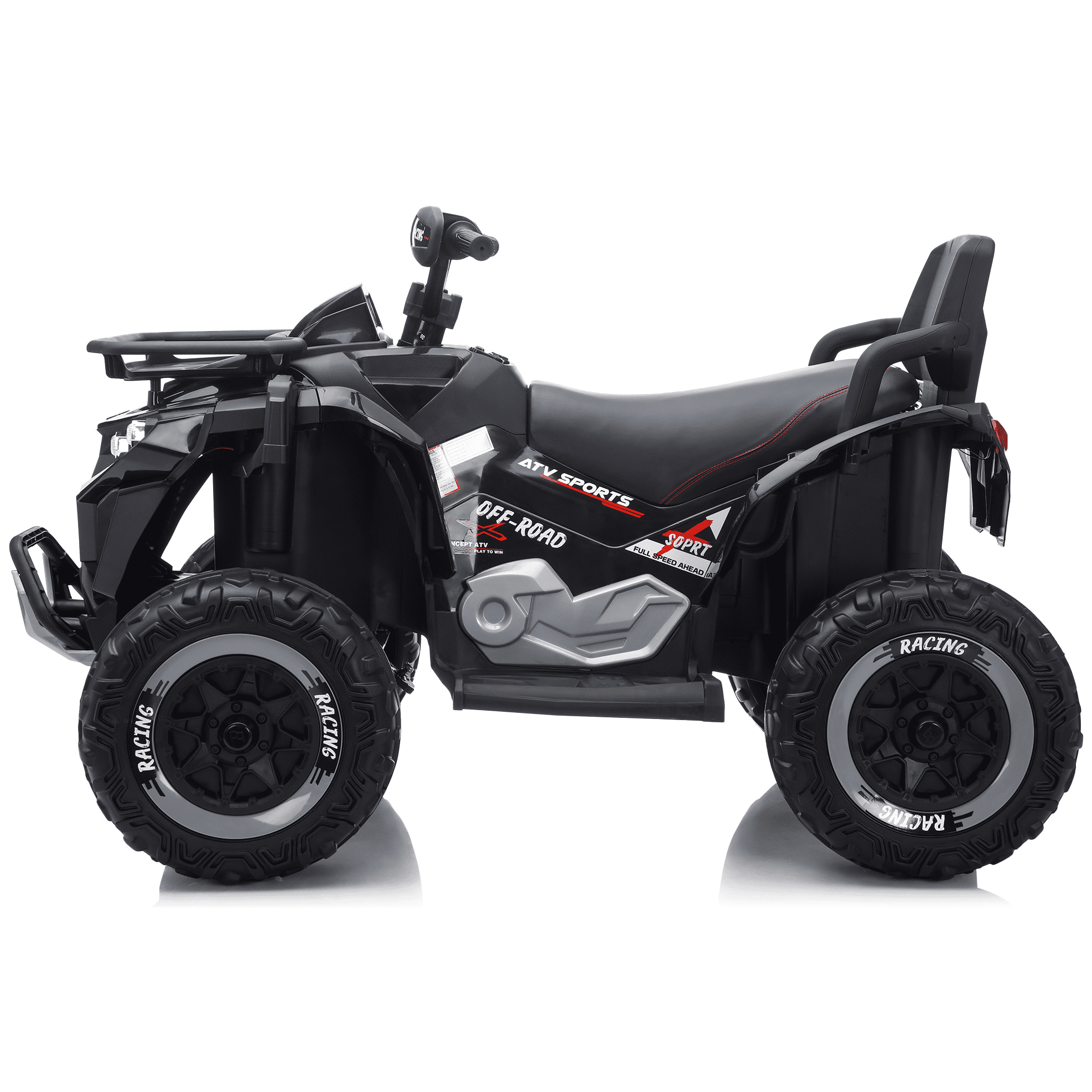 Joyracer 24 Volt Ride on ATV for Kids, 4WD 4 Wheeler Electric Car with Remote Control, 2 Seats Ride on Toys for Toddlers, w/Headlights, Bluetooth, Music, USB, EVA Tires, Black
