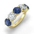 thumbnail image 2 of ARAIYA FINE JEWELRY 1/2 CT. T.W Round Shape Lab Grown Diamond and Natural Blue Sapphrie Five Stone Anniversary Band Ring | 14K Yellow Gold Five Stone Wedding Band Ring Size 5.5, 2 of 7
