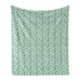 thumbnail image 1 of Leaves Soft Flannel Fleece Blanket, Various Type Green Tone Leaves Scattered Randomly on White Background Tangled Design, Cozy Plush for Indoor and Outdoor Use, 70" x 90", Multicolor, by Ambesonne, 1 of 6