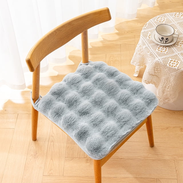 Xiao Hua Cojín de Felpa Tipo Conejo Azul -4 Piezas, Cojín Cuadrado para Silla de Comedor de 15.75 X 15.75 Pulgadas, Tela de Respaldo Antideslizante, Cojín para Silla de Comedor de Textura Esponjosa