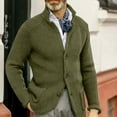 thumbnail image 2 of LNWUY Mens Fashion Long Sleeve Cardigan Sweater Jackets Long Sleeve Shawl Collar Buttons Down Cable Knit Casual Sweater Green XXXXL, 2 of 6