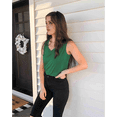 thumbnail image 4 of Camisetas Sin Mangas con Cuello en V para Mujer, Verde Oscuro, Talla S, 4 of 6
