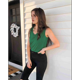 thumbnail image 4 of Camisetas Sin Mangas con Cuello en V para Mujer, Verde Oscuro, Talla S, 4 of 6