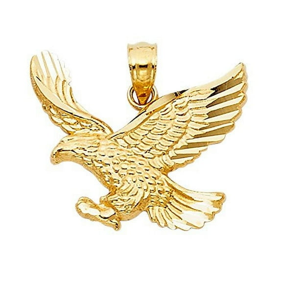14K Yellow Gold Eagle Pendant - Perfectly Matches With All Pendants - Elegantly Crafted Fine Jewelry - Great Gift for Men and Women - Match with All Apparels for Different Occasion, 17 x 21 mm
