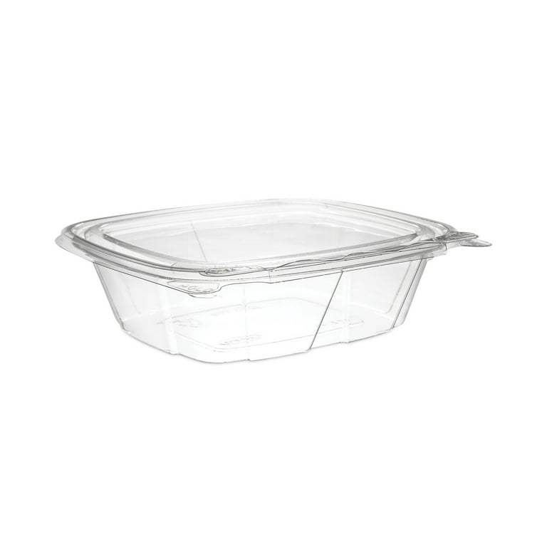 SafePro TE48 48 Oz Tamper Evident Clear Plastic Container with Hinged Lid,  150/CS