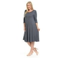 thumbnail image 3 of Pastel by Vivienne Women's A-Line Trapeze Midi Dress Plus Size Cement XXX-Large, 3 of 4