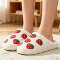 thumbnail image 6 of BERANMEY Cute Strawberry Slippers for Women Perfect Soft Plush Comfy Warm Slip-On Happy Face Slippers fo Women Indoor fluffy Smile House Slippers for Women and Men Non-slip Fuzzy Flat Slides, 6 of 9