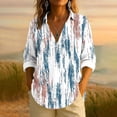 thumbnail image 2 of Sexlip Casual Printed T-shirt Long Sleeve Lapel Button Comfortable Top Stylish and Fashionable for Daily Wear Home Work Relaxation Women’s Apparel White S, 2 of 5