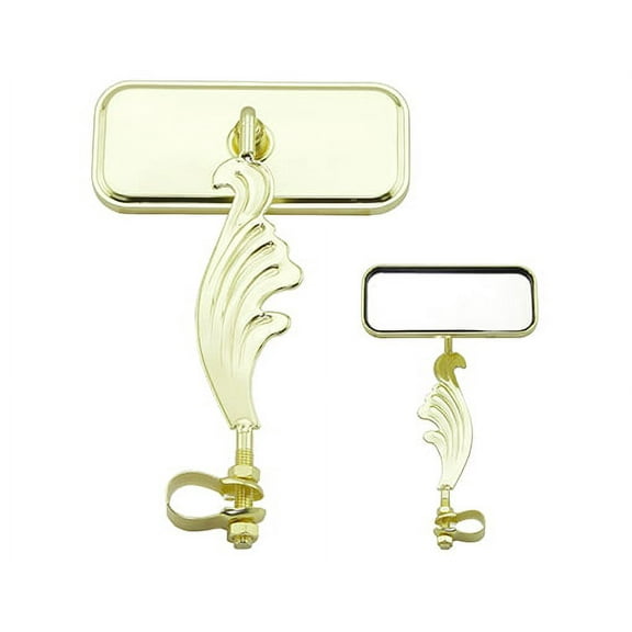 Left All Gold Wing Rectangle Bike Mirror. Bike mirror, bicycle mirror, bike accessory, bicycle accessory.