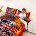 thumbnail image 3 of Castle Fairy Graffiti Fire Truck Full Size Sheets 4-Piece for Boys, Flame Splash Print Bed Sheets for Bedroom, Red Black, 3 of 6