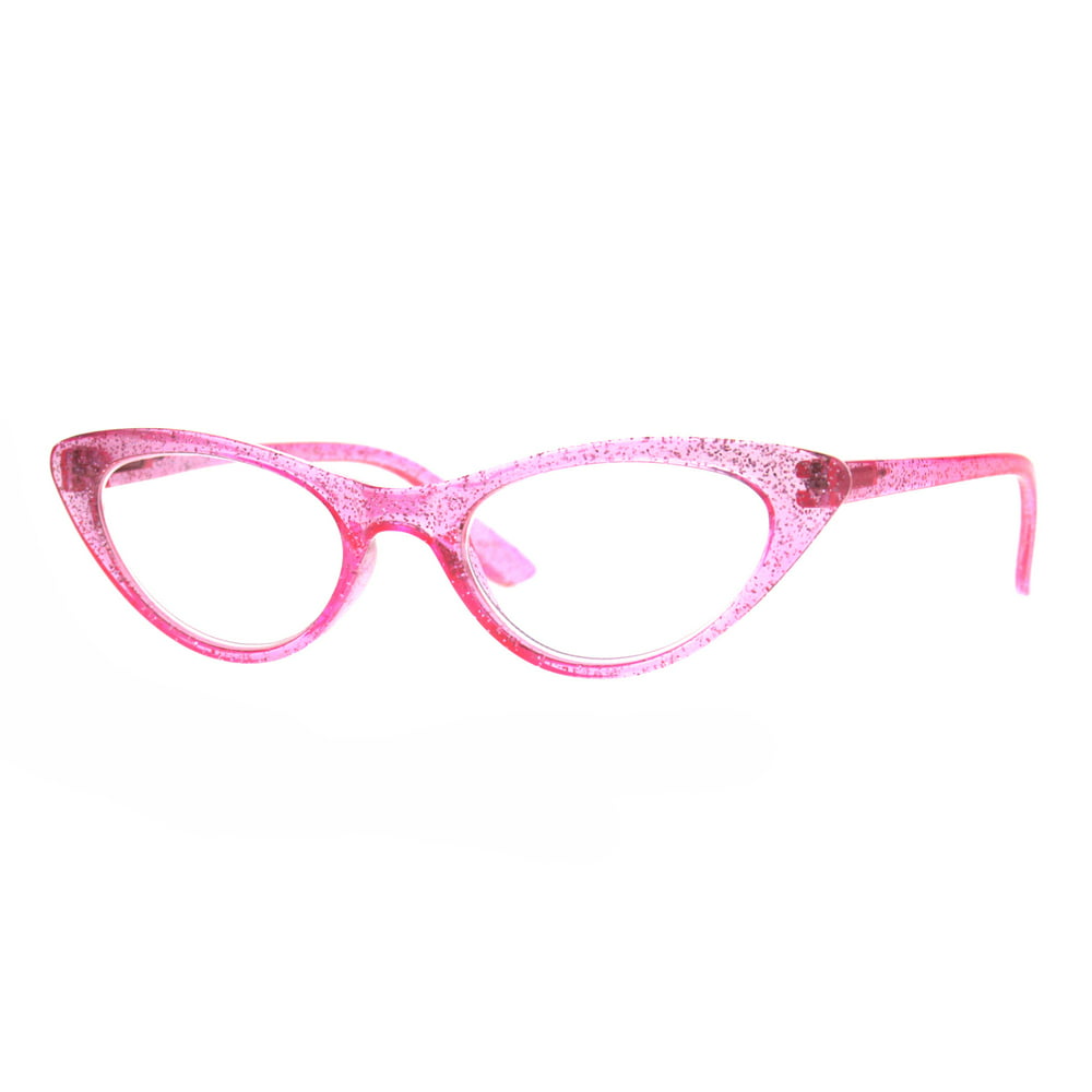 Womens Cat Eye Plastic Glitter Frame Reading Glasses 1.0 Pink - Walmart ...