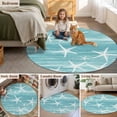 thumbnail image 5 of Round Area Rugs Collection 3.3 Ft, Teal Coastal Non-Slip Residential Carpet, Summer Ocean Waves Ombre Sea Starfish Indoor Crawling Mats Doormat Runner Rugs Play Mat forBedroom, 5 of 9