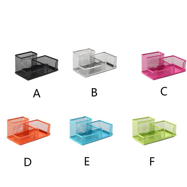 pitrice Iron Pen Holder Replacement Coated Unfading Anti-corrosive School Dorm Desktop Note Controller Pencil Container Silver