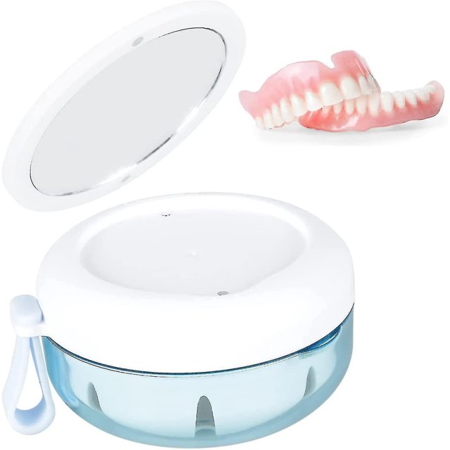 Étui de Bain pour Dentier Boîte de Dentier Réutilisable Support de Dentier Portable Boîte de Rangement Mini en Silicone Durable avec Trous de Ventilation Dentier Premium Étanche