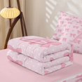 thumbnail image 5 of Manfei Kawaii Bows Zipper Twin Comforter Sets with Fitted Sheet and 2 Pillowcases For Girls,Pink Letter A Initial Lettering Zipper Bedding Set,Pink Reversible,4-Piece, 5 of 7