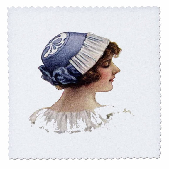 3dRose, Victorian Lady With Blue Bonnet Bonnet, 10x10 inch quilt square