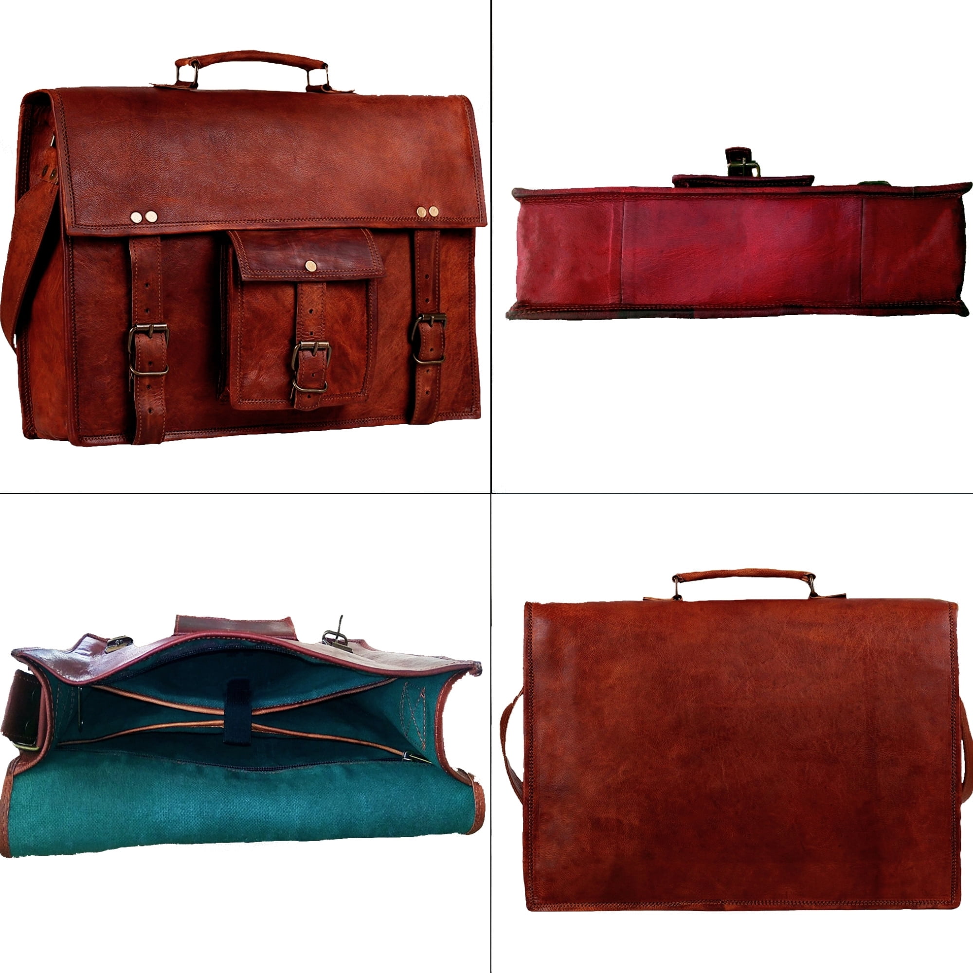 Leather Briefcase 18 Inch Laptop Messenger Bags For Men And Women Best Office