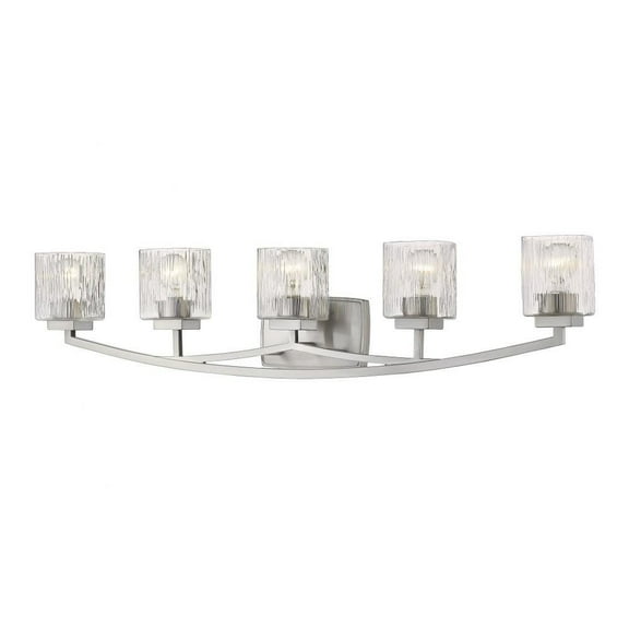 5 Light Metropolitan Steel Vanity Light Fixture with Chisel Glass-8 inches H By 40 inches W-Brushed Nickel Finish Bailey Street Home 372-Bel-2959172
