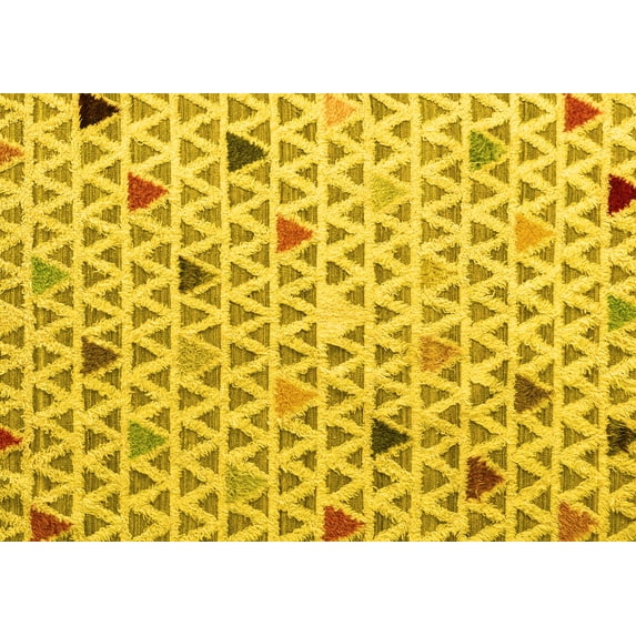 Ahgly Company Machine Washable Indoor Rectangle Abstract Yellow Modern Area Rugs, 7' x 9'